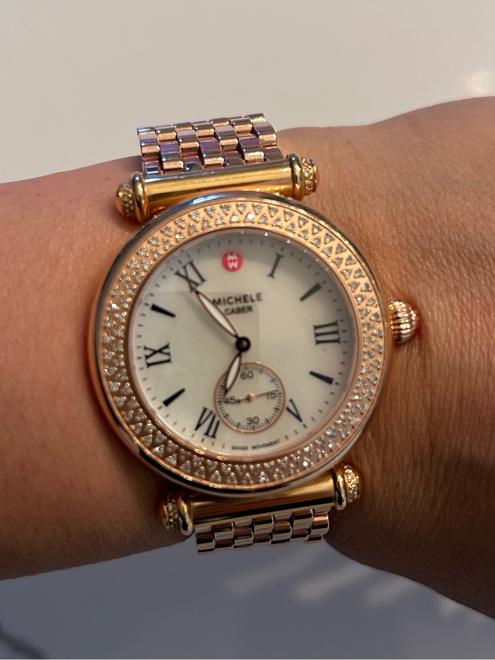 Michele Caber Rose Gold Diamond Bezel Women's Watch